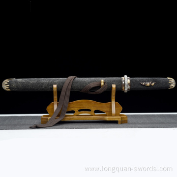 Vintage Exquisite Patterned Short Sword with Black Scabbard Handmade Crafts